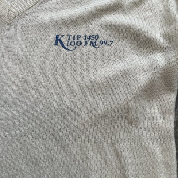 Vintage KTIP Radio Station Vneck Sweater White Tour Touch Collection Womens XL - Picture 11 of 12